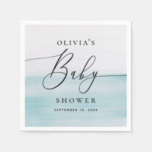 nautisch Baby shower   Waterverf blauwe kust Servet