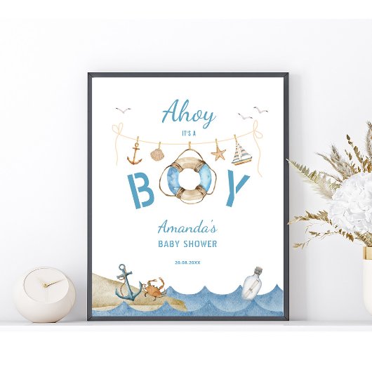 Nautisch Baby shower welkom Poster