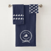 Nautisch bad, aangepaste naam kapitein Sailboot Bad Handdoek (Insitu)