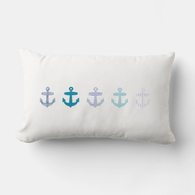 Nautisch blauw Anchors-ontwerp Kussen (Voorkant)