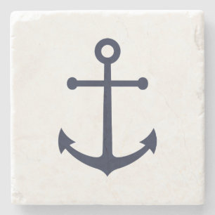 Nautisch blauw anker stenen onderzetter