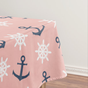 Nautisch blauw anker van de koraalmarine en wielpa tafelkleed
