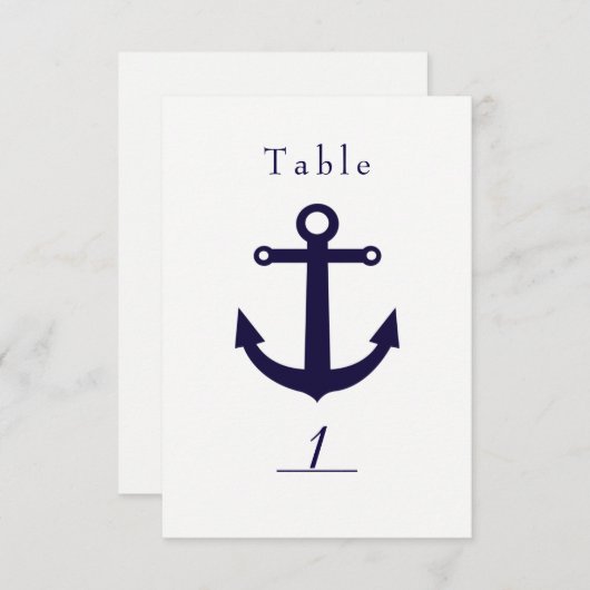 Nautisch Blauw Anker & Wit Tafelnummer Kaart (Voorkant / Achterkant)