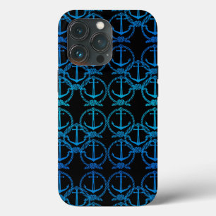Nautisch blauw ankerpatroon iPhone 13 pro hoesje