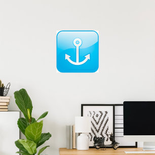 Nautisch blauw ankerpictogram Modern Maritime Poster