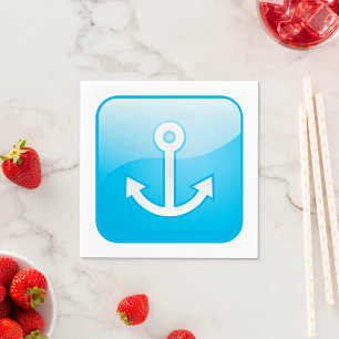 Nautisch blauw ankerpictogram Modern Maritime Servet