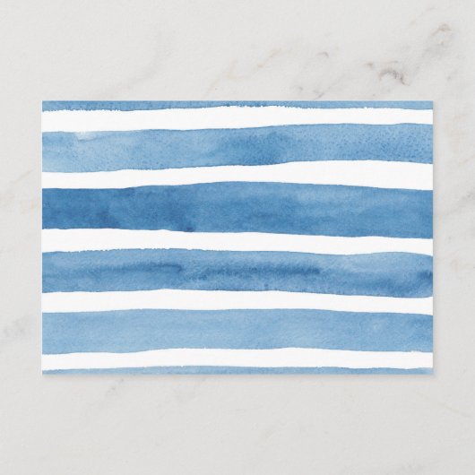 Nautisch blauw bruiloft wensen goed waterverf informatiekaartje (Achterkant)