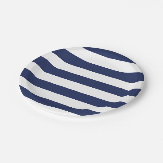 Nautisch blauw en wit gestreept Bord (Gekanteld)