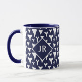 Nautisch blauw en witte haaientanden Patroon Mok (Links)