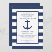 Nautisch blauw en witte strepen kaart (Voorkant / Achterkant)