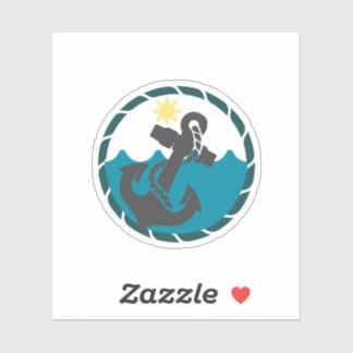 Nautisch blauw en zwart anker sticker