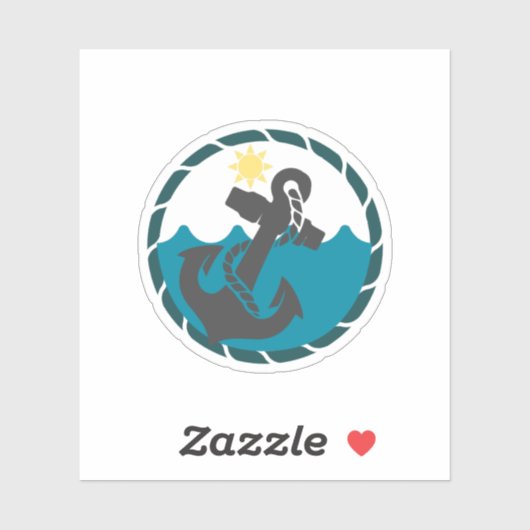Nautisch blauw en zwart anker sticker (Vel)
