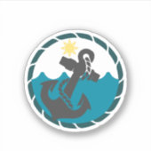 Nautisch blauw en zwart anker sticker (Voorkant)