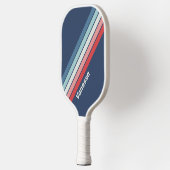 Nautisch Blauw Gestreept met Naam Pickleball Paddle (Links)