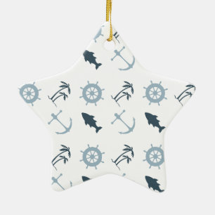 Nautisch blauw keramisch ornament