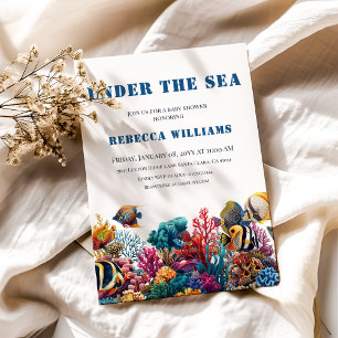 Nautisch blauw onder het Zee Boy Baby shower Kaart