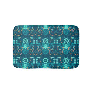 Nautisch blauw ontwerp badmat