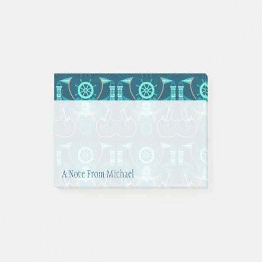 Nautisch blauw ontwerp | Jouw namen toevoegen Post-it® Notes (Voorkant)