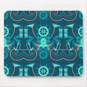 Nautisch blauw ontwerp muismat