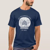 Nautisch Blauw Strand Huis Witte Familienaam Anker T-shirt (Voorkant)