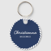 Nautisch Blauw Touw Hart Anker Bruiloft Bruidsmeis Sleutelhanger (Voorkant)