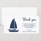 Nautisch Blauw Wit Zeilboot Zeilboot begrafenis Bedankkaart (Voorkant / Achterkant)
