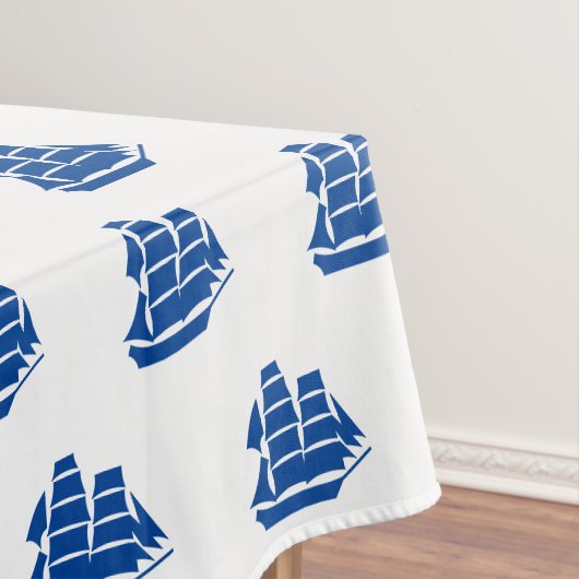 Nautisch blauw-witte boten patroon modern kustpatr tafelkleed (Voorbeeld)
