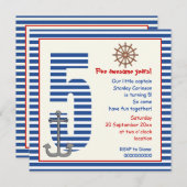 Nautisch blauw, witte zweefboot vijfde verjaardag kaart (Voorkant / Achterkant)