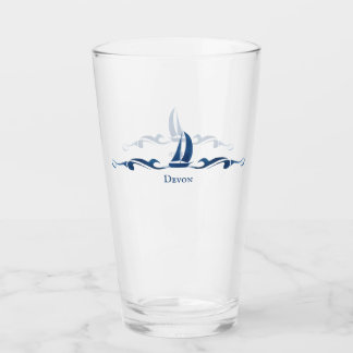 Nautisch blauw zeiljacht Monogram Glas