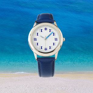 Nautisch Blauw Zeilvlaggen voor Zeilers Horloge