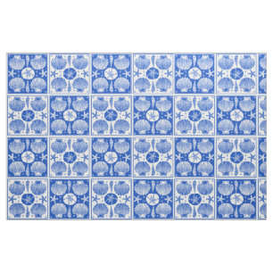 Nautisch blokPatroon blauw blauw vlak Stof