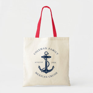 Nautisch bootanker familie cruise aangepast swag tote bag