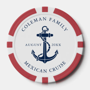 Nautisch bootanker familie oceaan cruise aangepast poker chips
