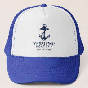 Nautisch Bootanker Familie Reis Marineblauw Aangep Trucker Pet