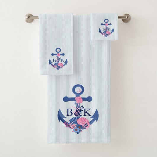 Nautisch bootanker met seizoenhells accent bad handdoek (Insitu)