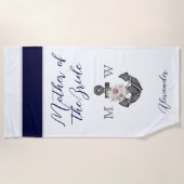 Nautisch Bruiloft Bloemen Anker Marine Moeder van Strandlaken (Voorkant)