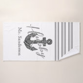 Nautisch Bruiloft Bloemen Anker Zilver Grijs Badhanddoek (Badhanddoek)