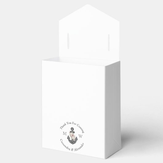 Nautisch Bruiloft Bloemen Anker Zilver Grijs Bedankdoosjes (Geopend)