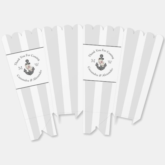 Nautisch Bruiloft Bloemen Anker Zilver Grijs Bedankdoosjes (Ongevouwen)