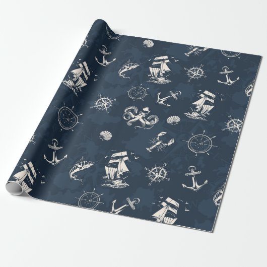 Nautisch Cadeaupapier (Uitgerold)