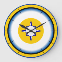 Nautisch Compas Blauw, Wit, Gouden Muur Klok