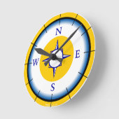 Nautisch Compas Blauw, Wit, Gouden Muur Klok (Hoek)