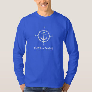 Nautisch compastieanker voor uw tas of naam blauw t-shirt