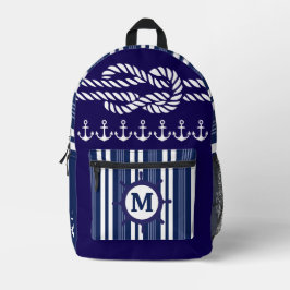 Nautisch Cruiseschip Monogram Marine Blauw Gestree Bedrukte Rugzak