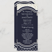 Nautisch Elegant Navy White Beach Wedding Programm Programma (Voorkant / Achterkant)
