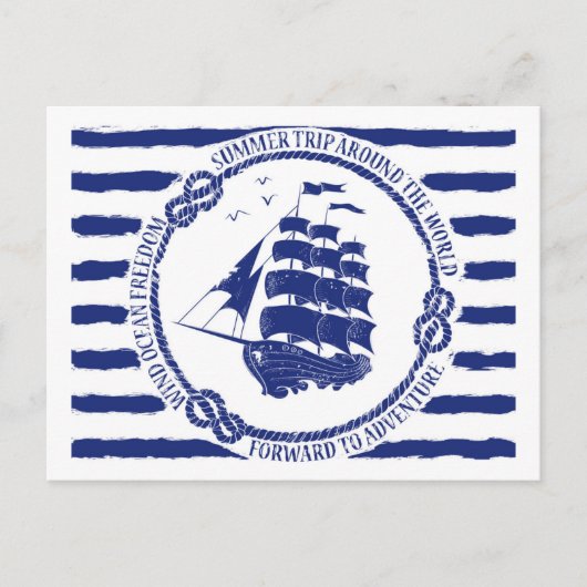 Nautisch embleem met zeilschip briefkaart (Voorkant)