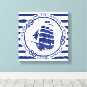 Nautisch embleem met zeilschip canvas afdruk (Insitu (Houten vloer))