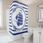 Nautisch embleem met zeilschip douchegordijn (In situ)