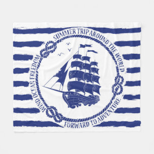 Nautisch embleem met zeilschip fleece deken