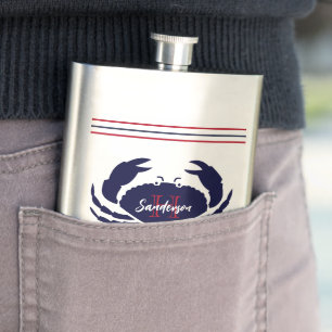 Nautisch gemerkt rood marineblauw witte krab flacon